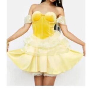 NWT dolls Kill, belle, beauty, and the beast costume with tiara